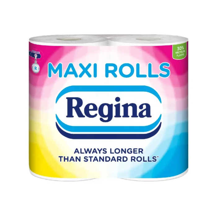 <table> <tbody> <tr> <td><strong>Regina Maxi Rolls 4 role, 3 straturi de hartie igienica</strong></td> </tr> <tr> <td></td> </tr> <tr> <td>Fiecare rola de hartie igienica Regina „Maxi Rolls” contine 301 coli, astfel incat fiecare rola Regina „Maxi Rolls” contine de doua ori mai multa hartie igienica decat o rola normala; Regina „Maxi Rolls” este o alegere ideala pentru familia ta, deoarece rezista mult timp datorita cantitatii de hartie pe o singura rola.</td> </tr> </tbody> </table> Klaus Distribution