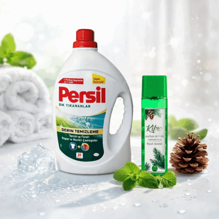 <h4 style="text-align: left;"><strong>Pachetul contine :</strong></h4> <ul> <li><strong>Persil detergent gel 2.47 l, 38  spalari </strong></li> <li><b>Kifra parfum de rufe Fresh Forest, 200 ml </b></li> </ul> <h4 class="porto-heading porto-gb-609569037b9abfd6854d6b3c2b5e7311 post-title"></h4> Klaus Distribution